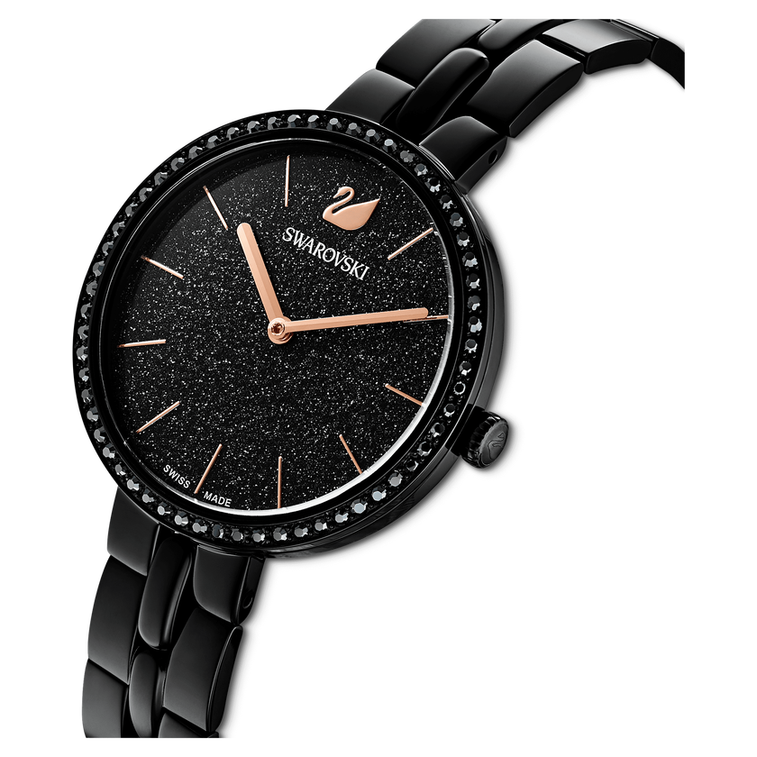 swarovski cosmopolitan watch  swiss made  metal bracelet  black  black finish
