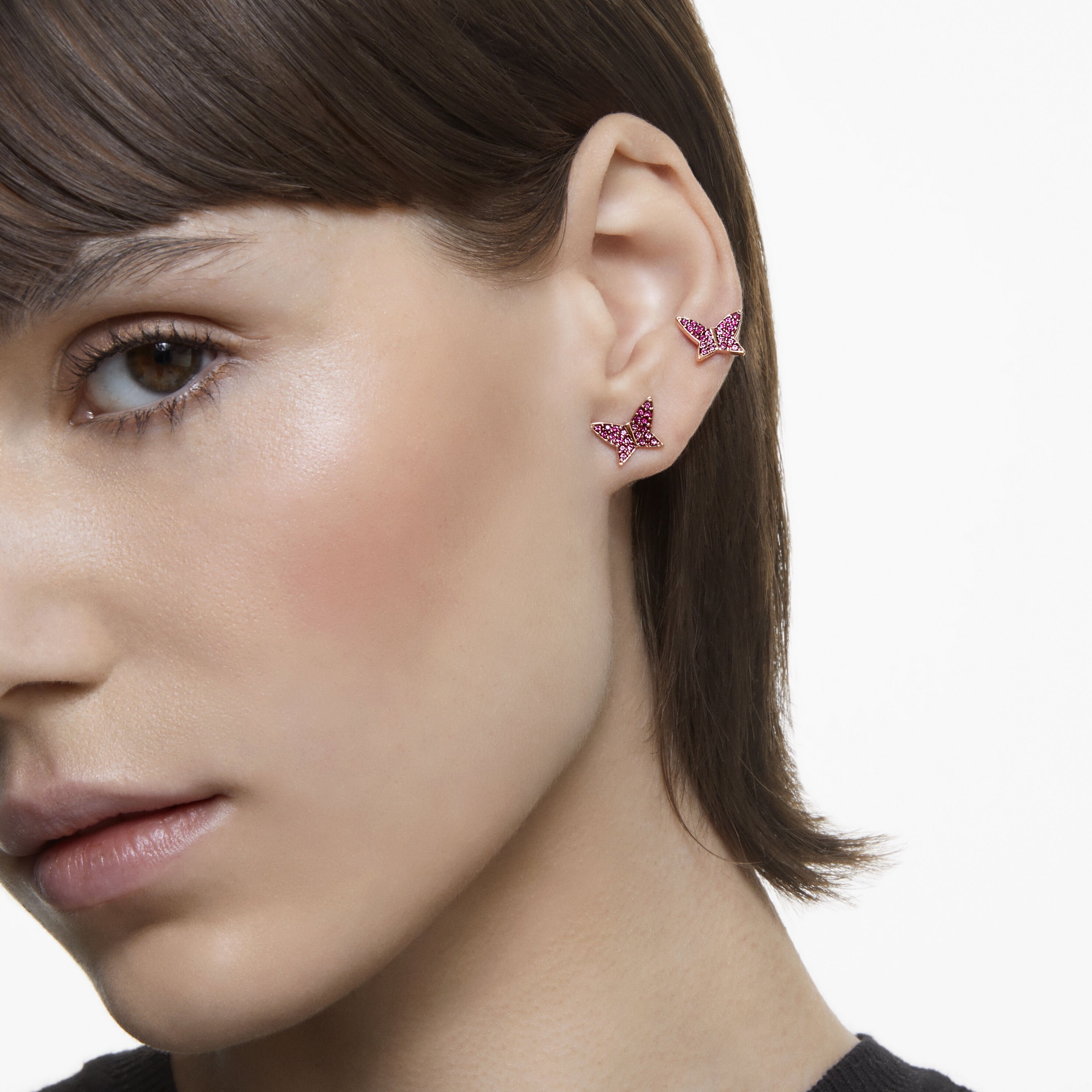 Buy Swarovski Lilia stud earrings, Set (3), Butterfly, Pink
