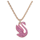 swarovski swan pendant swan medium pink rose gold tone plated