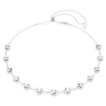 swarovski chroma necklace  mixed cuts  star  white  rhodium plated