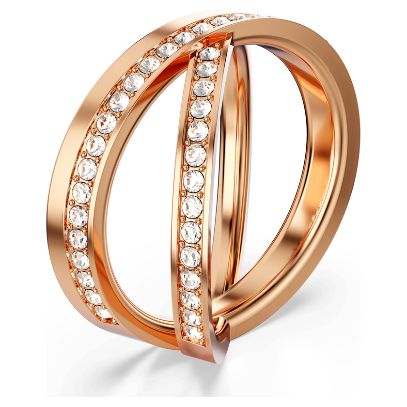 swarovski delta ring  round cut  white  rose gold tone plated