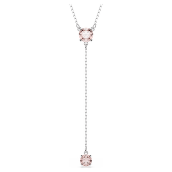 swarovski attract y necklace round cut pink rhodium plated