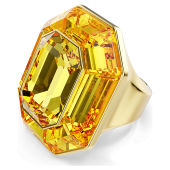 swarovski lucent cocktail ring  octagon shape  yellow  gold tone plated