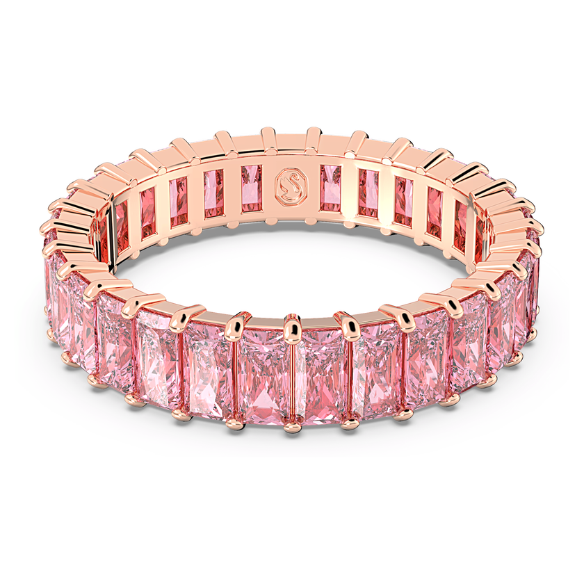 swarovski matrix ring  baguette cut  pink  rose gold tone plated