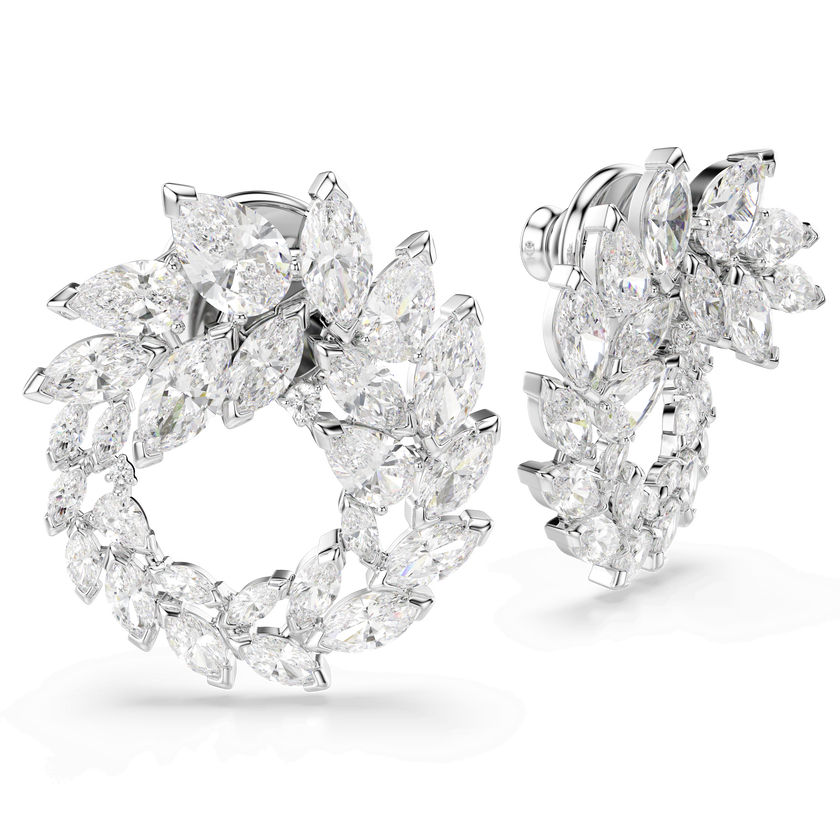 swarovski mesmera hoop earrings  marquise cut  white  rhodium plated