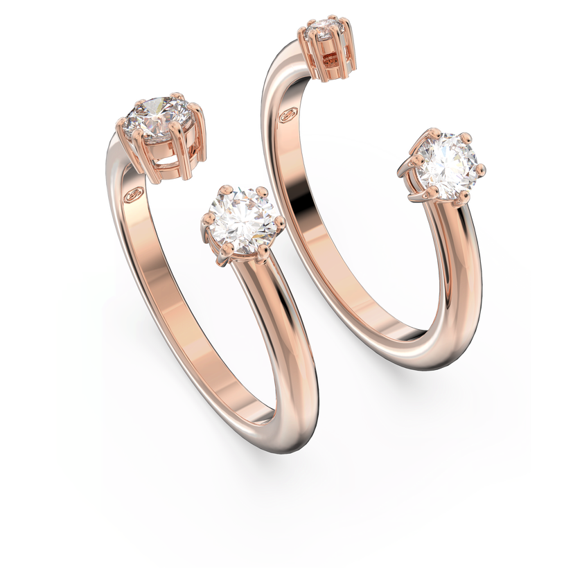 swarovski constella ring  set  2   round cut  white  rose gold tone plated