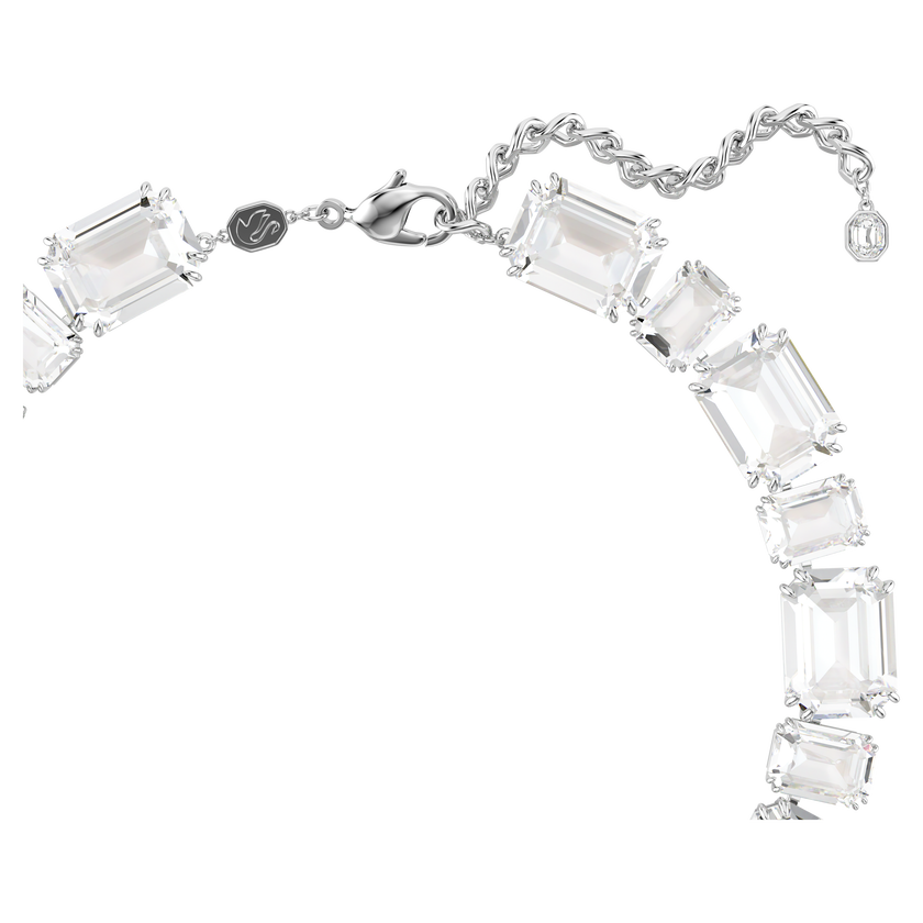swarovski millenia y necklace  octagon cut  white  rhodium plated
