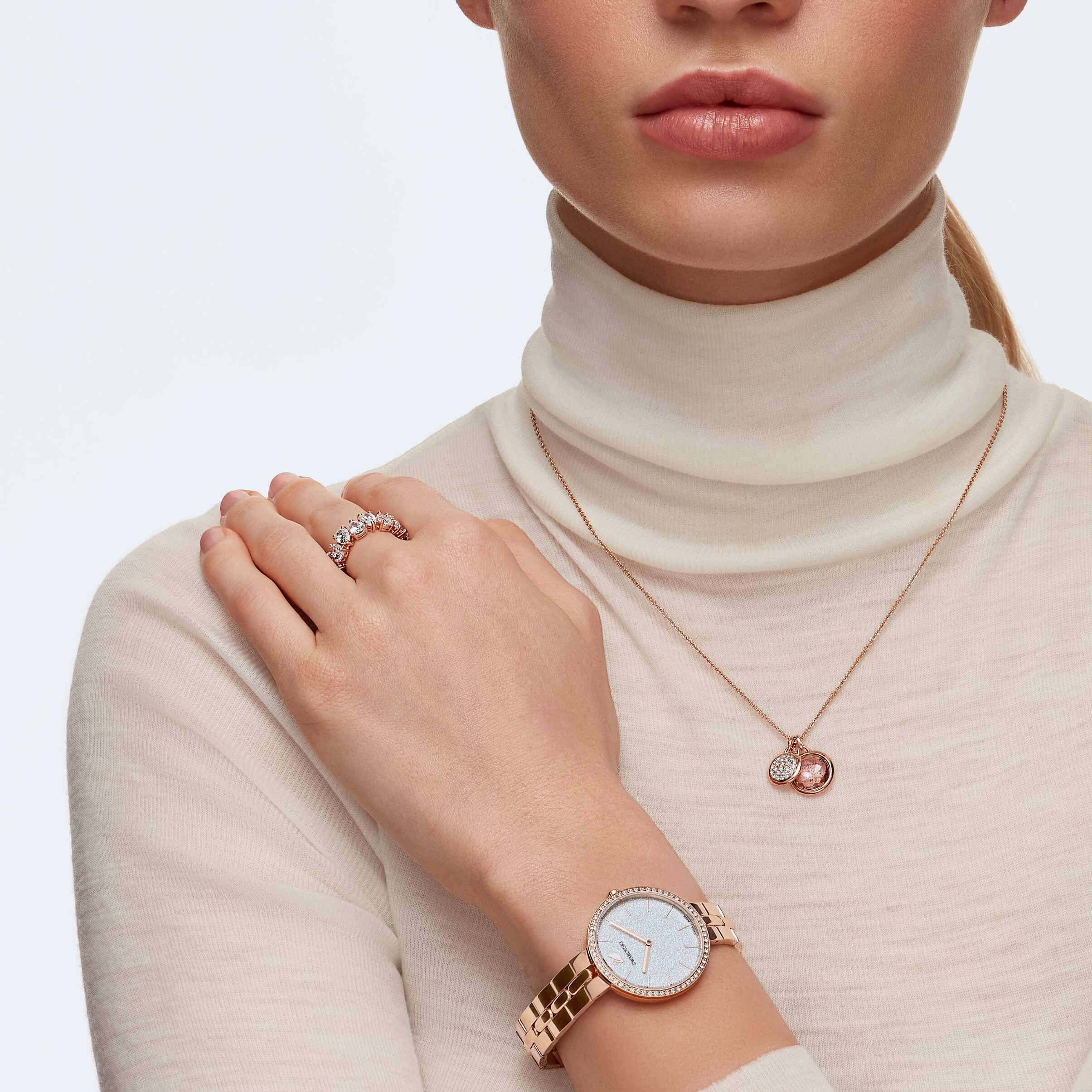 swarovski matrix vittore ring  drop cut  white  rose gold tone plated