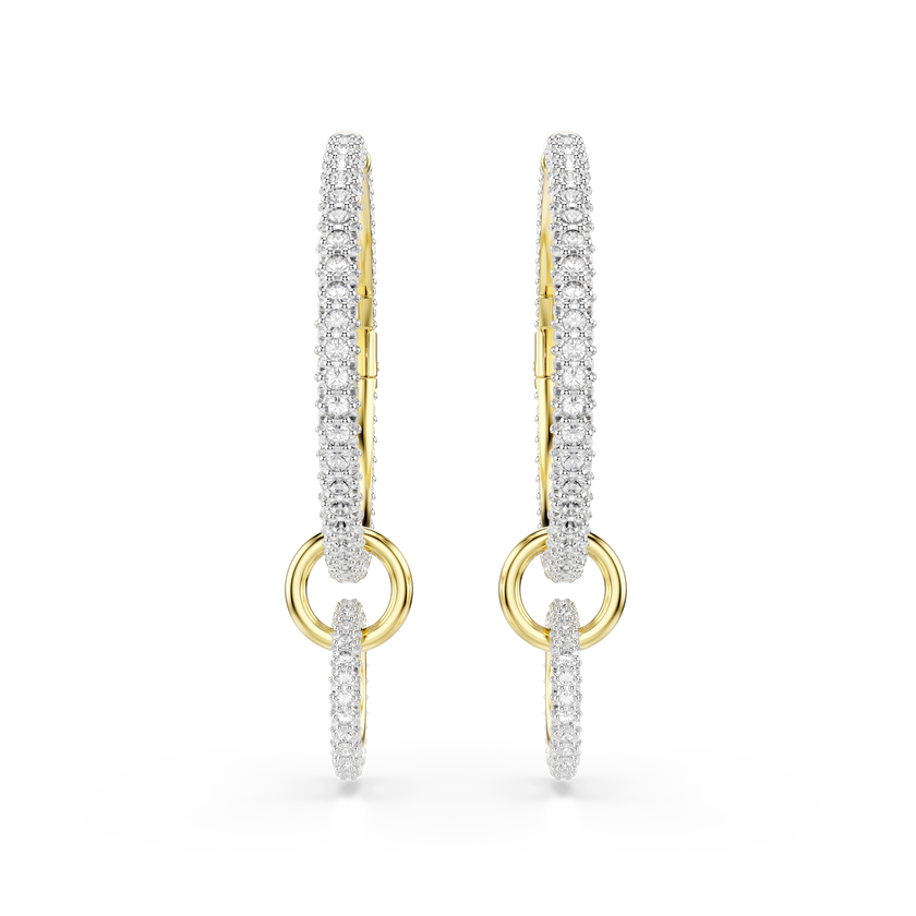 swarovski dextera hoop earrings  round cut  white  gold tone plated