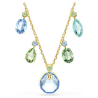 swarovski gema necklace  mixed cuts  drop  multicolored  gold tone plated