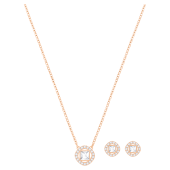 swarovski una angelic set round cut white rose gold tone plated