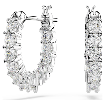 swarovski matrix vittore hoop earrings round cut white rhodium plated