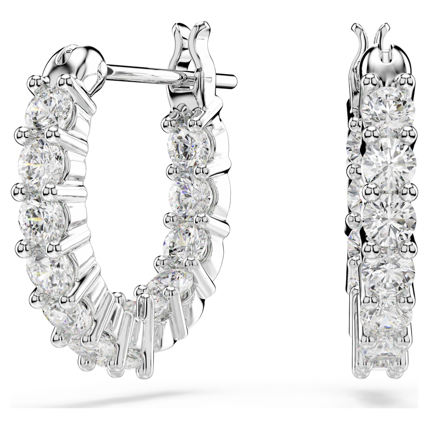 swarovski matrix vittore hoop earrings  round cut  white  rhodium plated