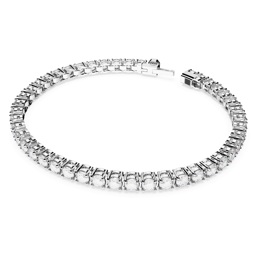 swarovski matrix tennis bracelet  round cut  white  rhodium plated