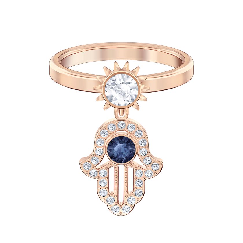 Swarovski Symbolic Motif Ring, Blue, Rose-gold tone plated