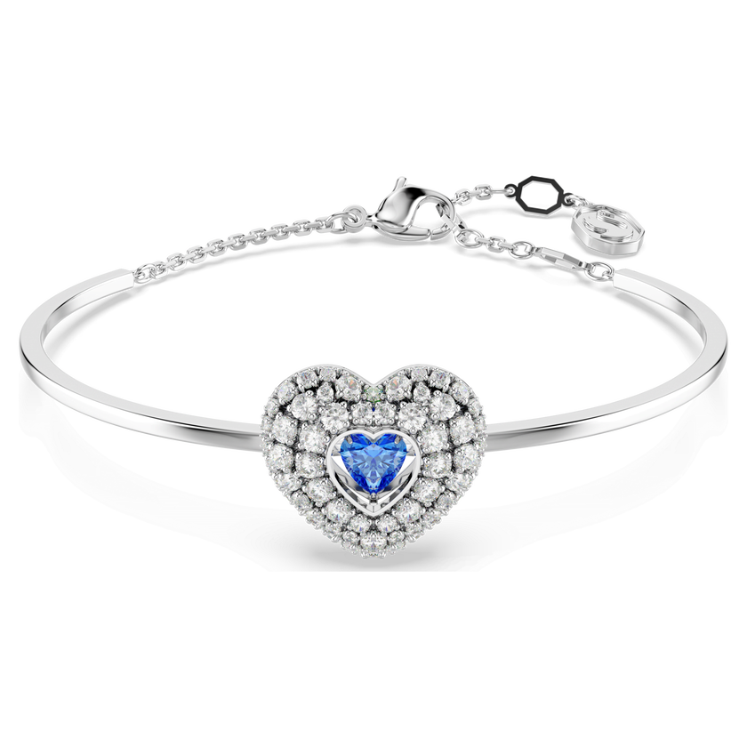 swarovski idyllia bangle  heart  blue  rhodium plated
