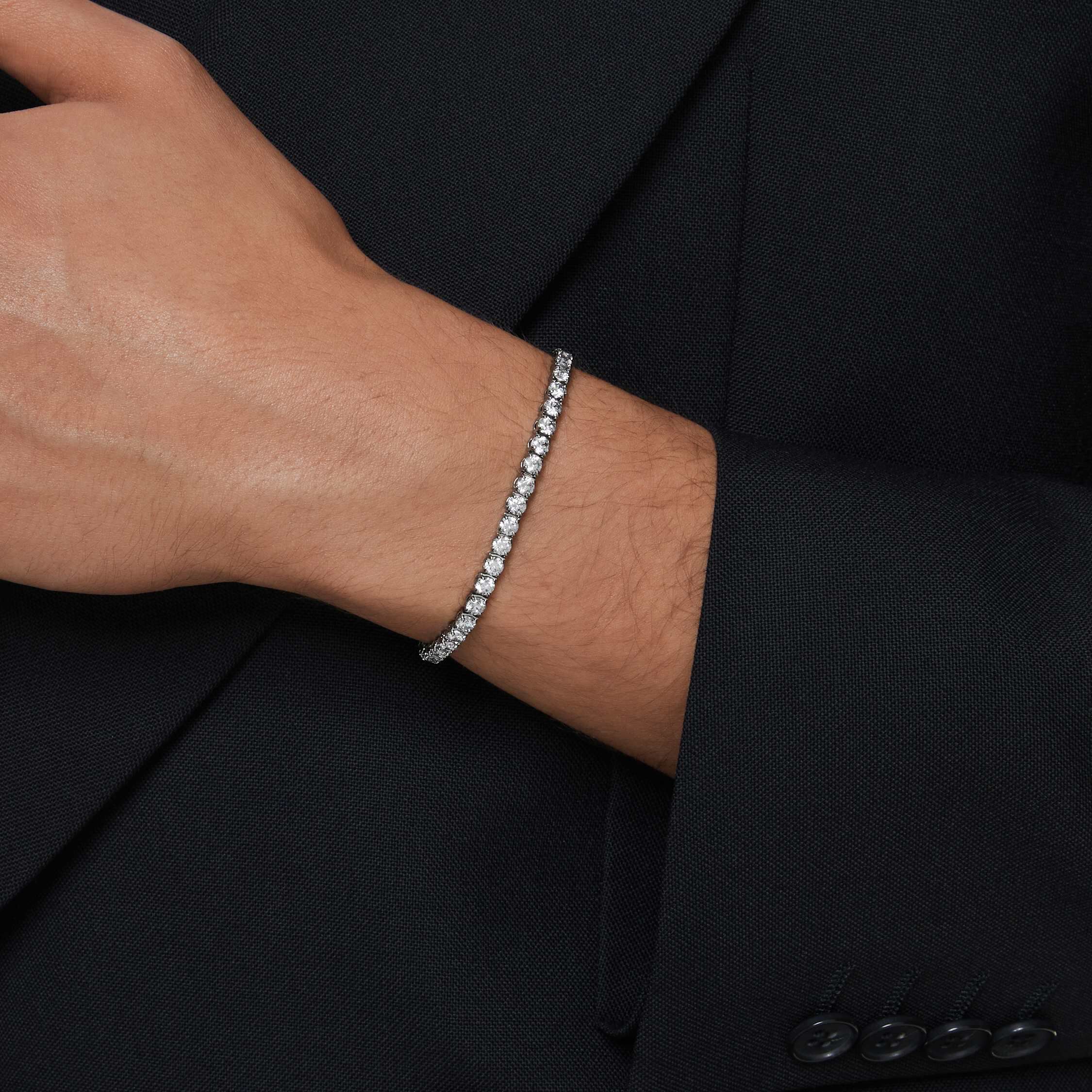 Buy Swarovski Matrix Tennis bracelet Round cut Gray Ruthenium plated