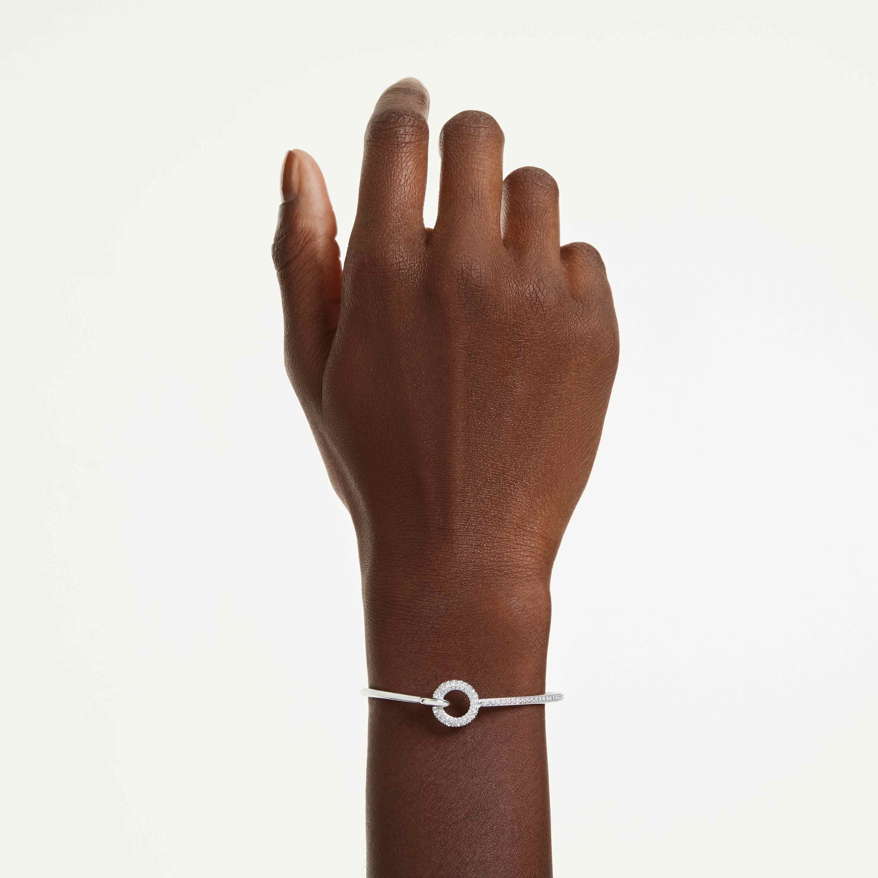 swarovski dextera bangle  round cut  white  rhodium plated