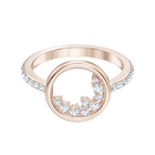 North Motif Ring, White, Rose-gold tone plated