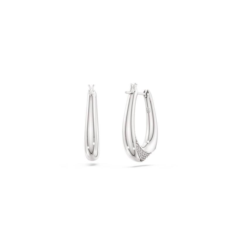 swarovski classica hoop earrings  round cut  small  white  sterling silver