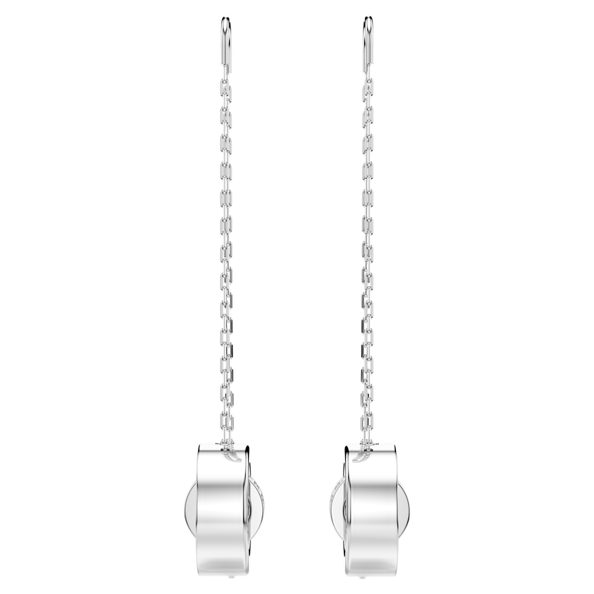 swarovski hollow drop earrings  long  white  rhodium plated