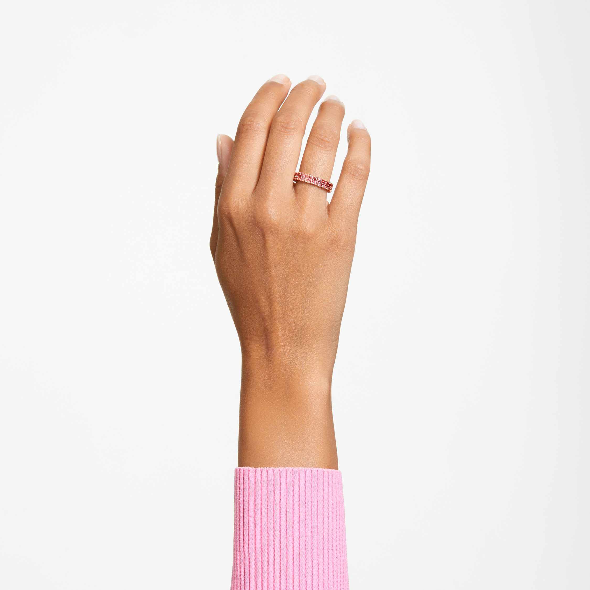 swarovski matrix ring  baguette cut  pink  rose gold tone plated