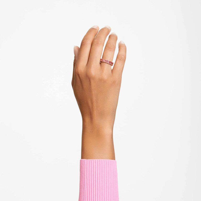 swarovski matrix ring  baguette cut  pink  rose gold tone plated