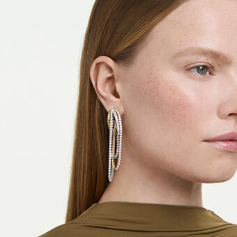 swarovski hyperbola earrings  layered  round cut  white  mixed metal finish