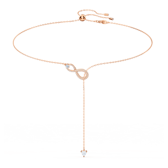 swarovski infinity y necklace  white  rose gold tone plated