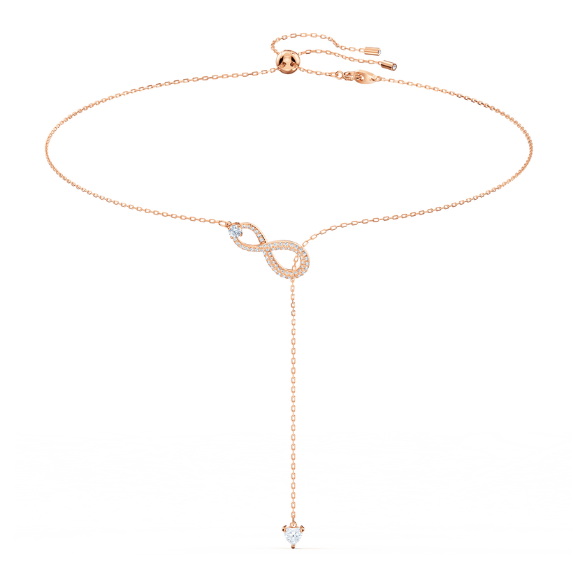 swarovski infinity y necklace  white  rose gold tone plated