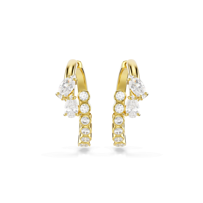 swarovski mesmera hoop earrings  mixed cuts  white  18k gold finish