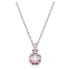 swarovski birthstone pendant square cut june pink rhodium plated