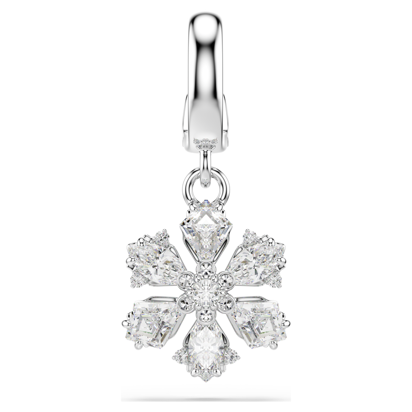 swarovski idyllia charm  mixed cuts  snowflake  white  rhodium plated