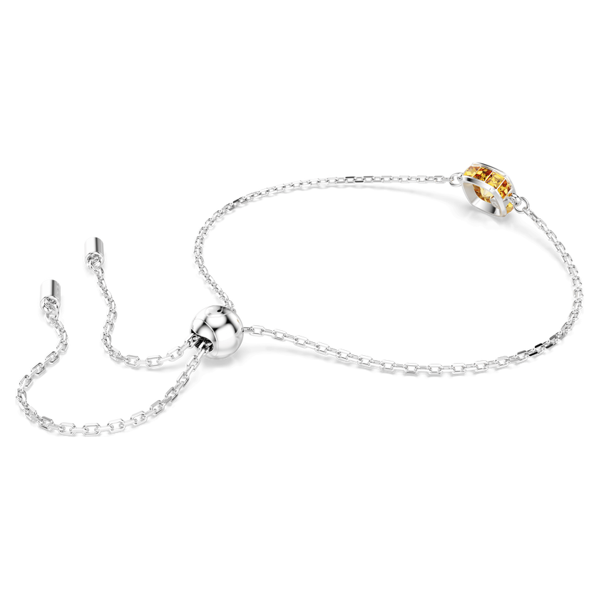 swarovski birthstone bracelet  square cut  november  yellow  rhodium plated