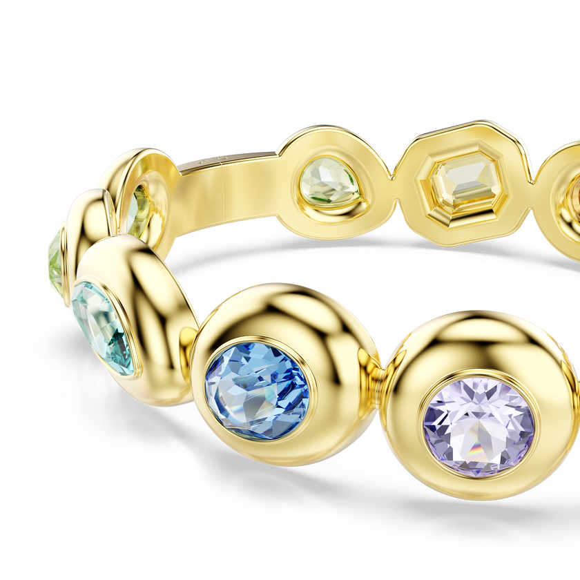 swarovski gema bangle  mixed cuts  multicolored  gold tone plated