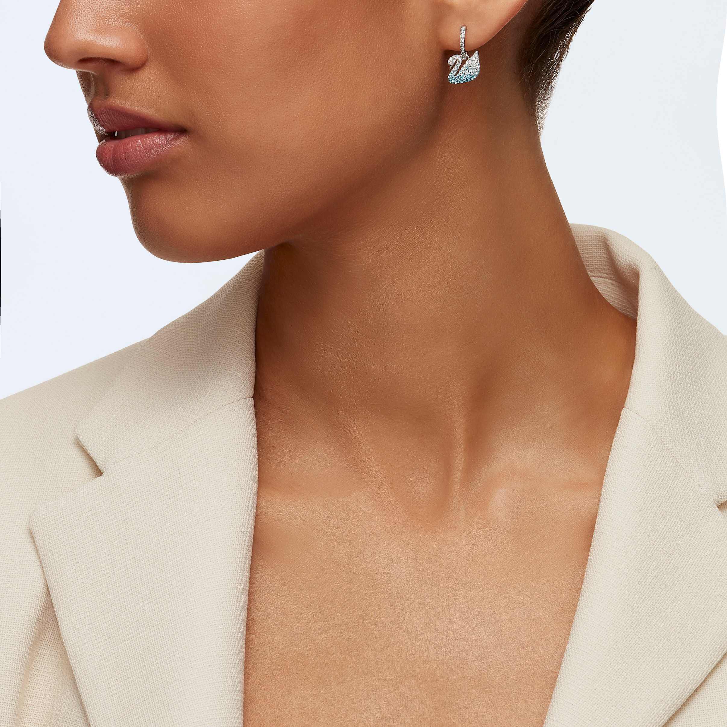 Buy Swarovski Iconic Swan Pierced Earrings Multi colored Rhodium plated