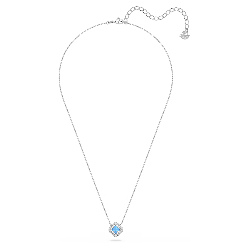 swarovski una necklace  clover  blue  rhodium plated