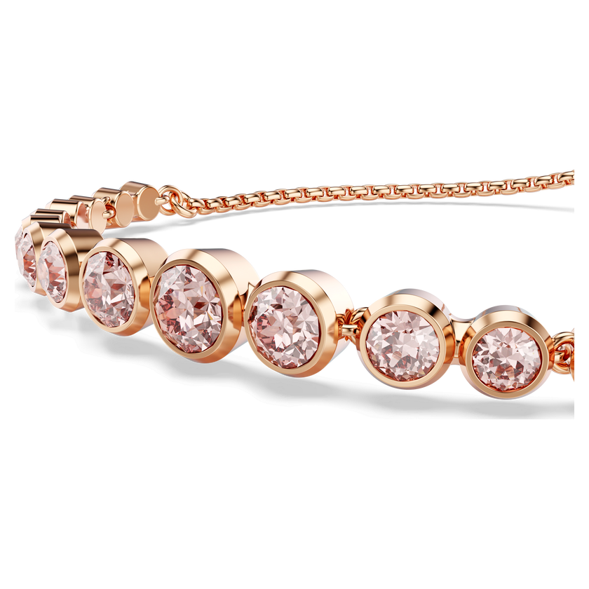 swarovski imber tennis bracelet  mixed round cuts  pink  rose gold tone plated