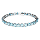 swarovski matrix tennis bracelet  round cut  blue  rhodium plated