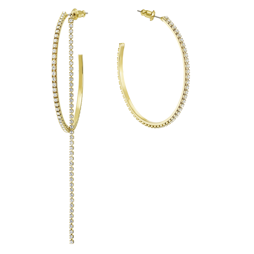 Fit Hoop Pierced Earrings, White, Gold-tone plated