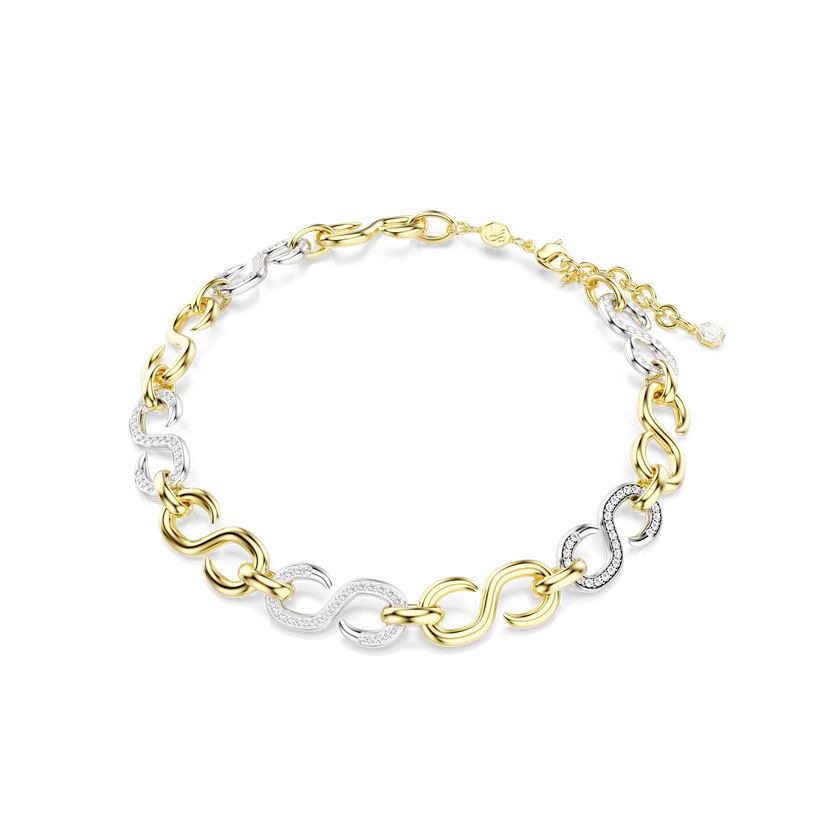 swarovski dextera necklace  round cut  chain  white  mixed metal finish