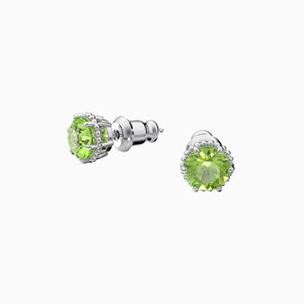 Birthstone earrings, August, Green, Rhodium plated
