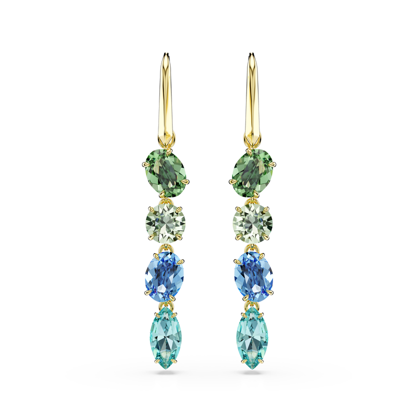 swarovski gema drop earrings  mixed cuts  multicolored  gold tone plated