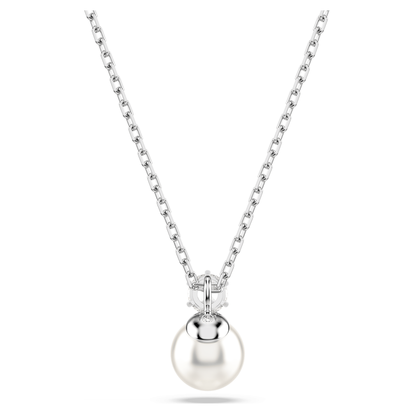 swarovski matrix pendant  crystal pearl  round cut  white  rhodium plated