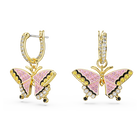 Idyllia drop earrings, Butterfly, Multicolored, Gold-tone plated