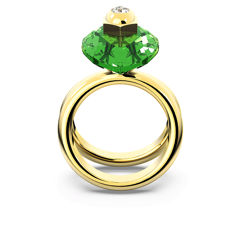 swarovski studiosa ring  green  gold tone plated