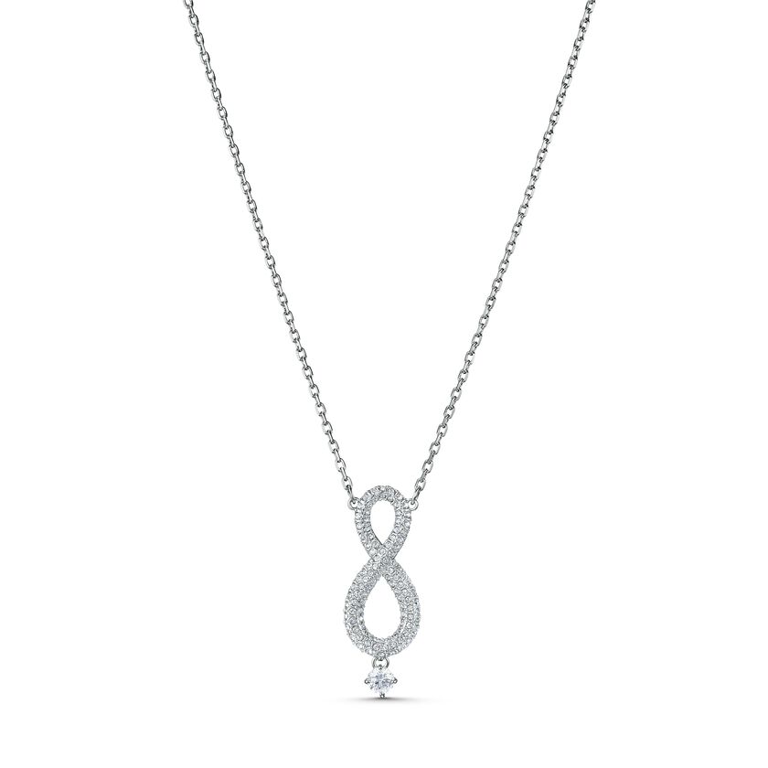 Swarovski Infinity Necklace, White, Rhodium plating