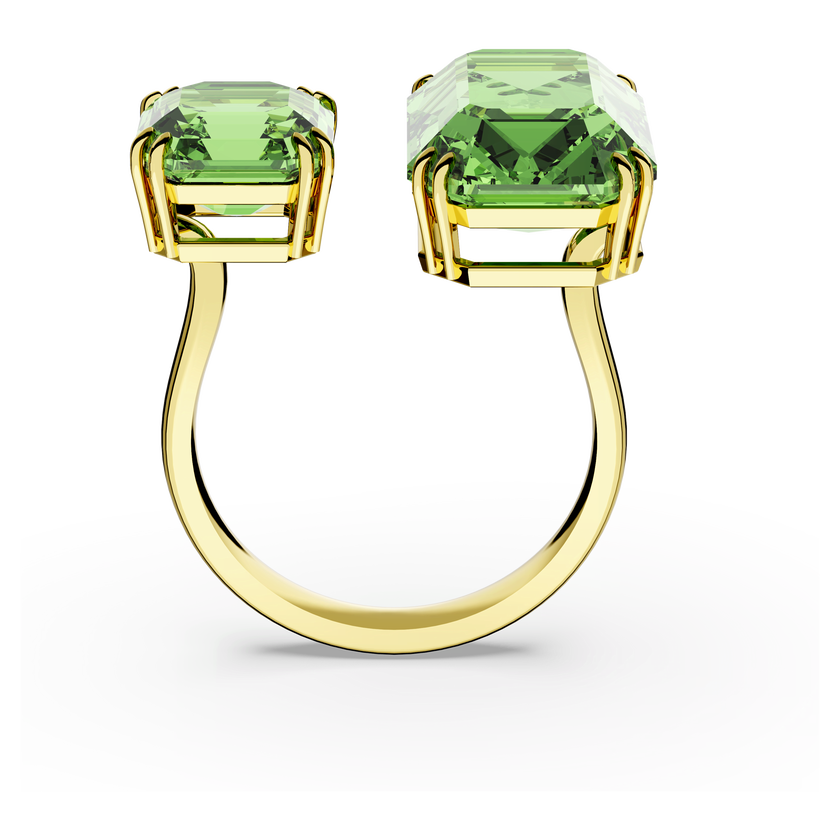 swarovski millenia open ring  octagon cut  green  18k gold finish