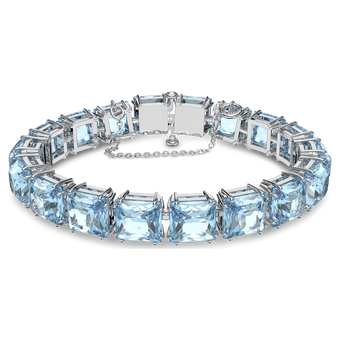 swarovski millenia bracelet  square cut crystals  blue  rhodium plated