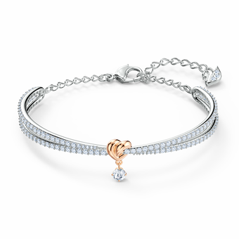 swarovski lifelong heart bangle white mixed metal finish